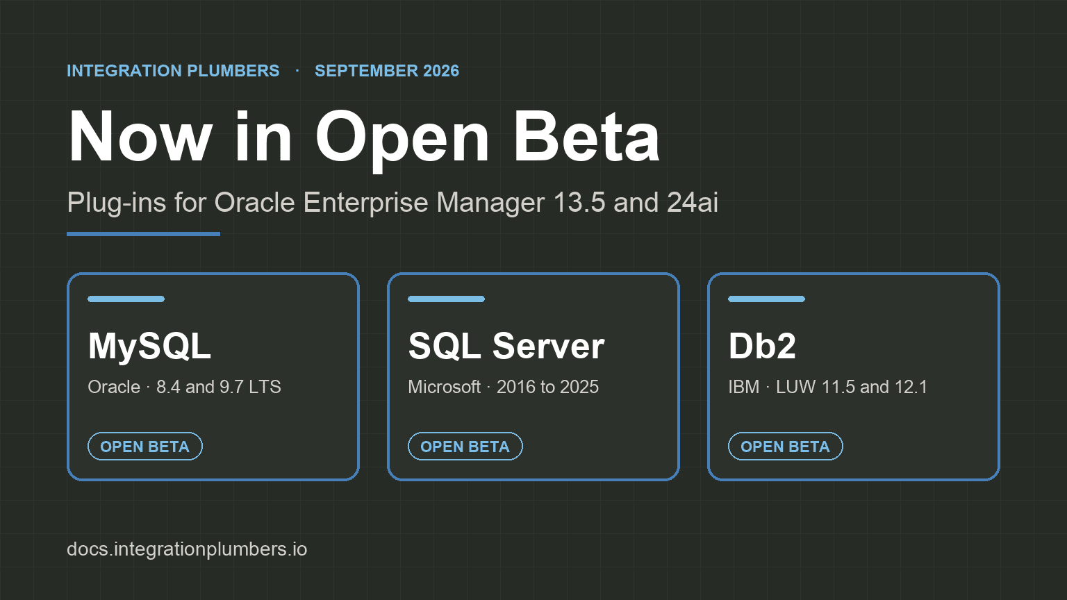 Now in Open Beta: MySQL, SQL Server, and Db2 Plug-ins for Oracle Enterprise Manager
