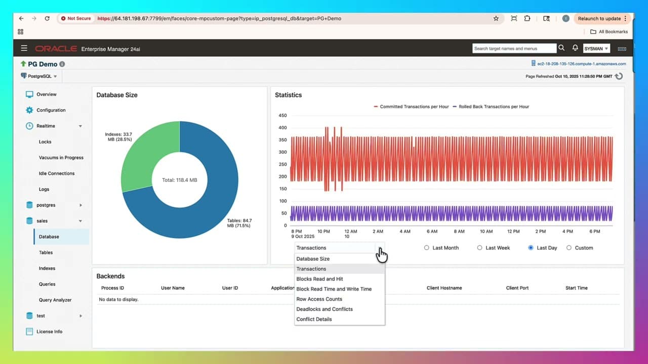 PostgreSQL Plugin for Oracle Enterprise Manager – AI World Demo